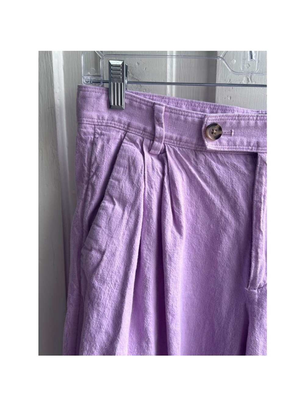 Banana Republic Linen-Blend Wide-Leg Pleated Trouser Pink Lavender - Picture 5 of 8